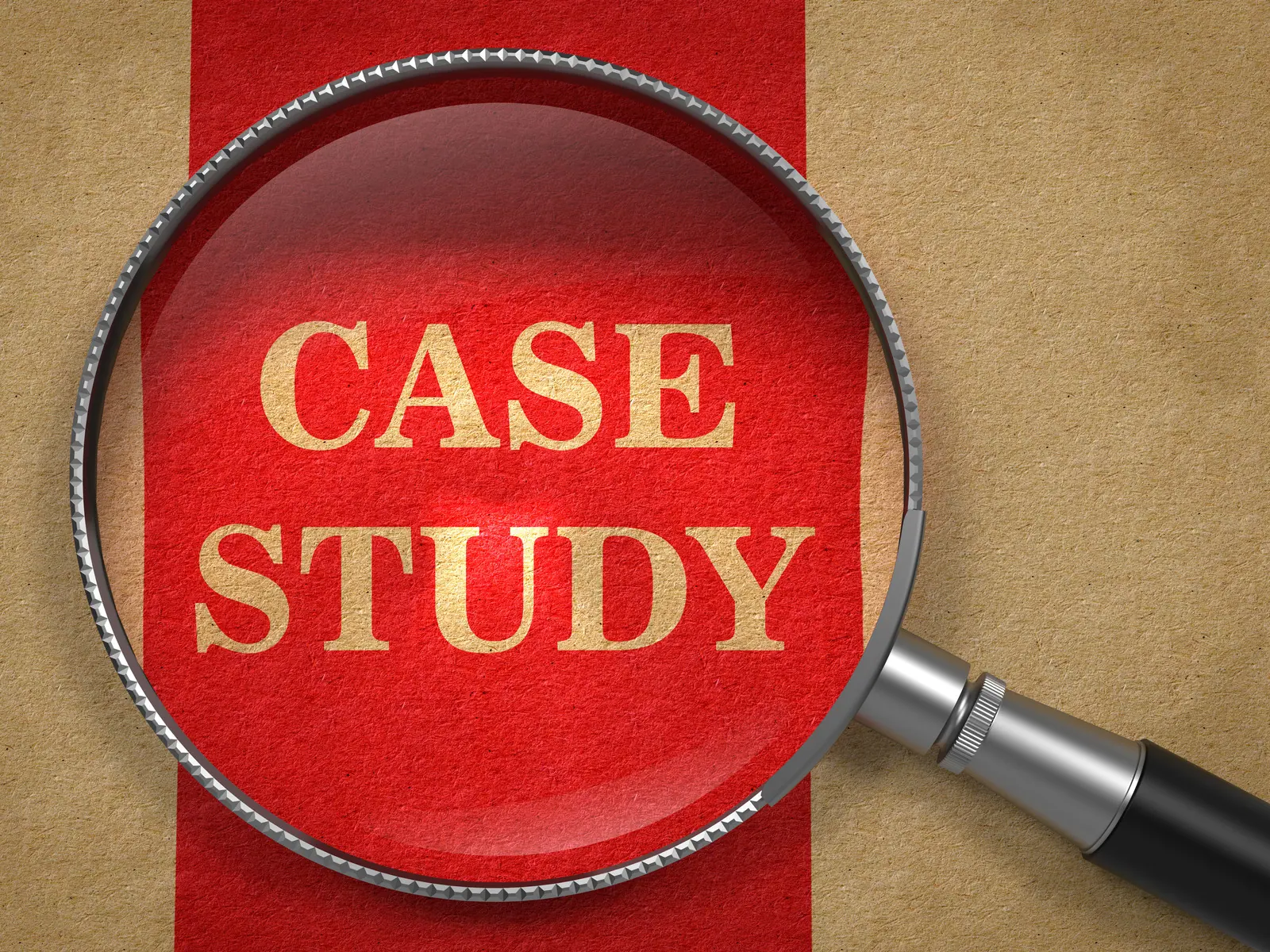 A magnifying glass over the words case study